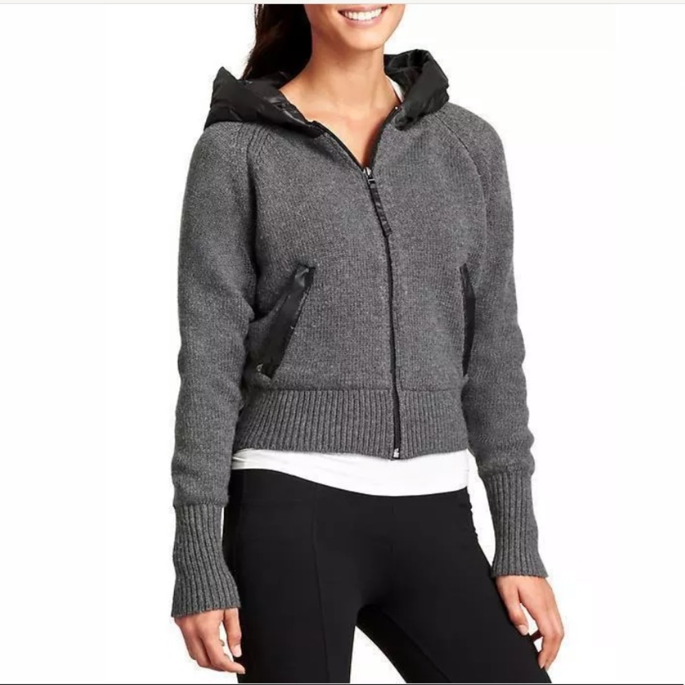 Athleta Attica Wool Gray Knit Bomber Jacket S